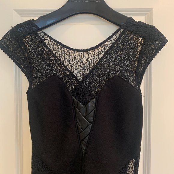 Kooples black cocktail dress with leather detail - Picture 10 of 10